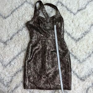 Elegant Metallic Halter Mini Dress